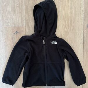 Black The North Face fleece hoodie jacket. Size 18-24 months